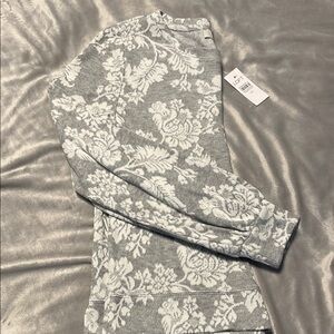 Gray and White Floral Sweatshirt